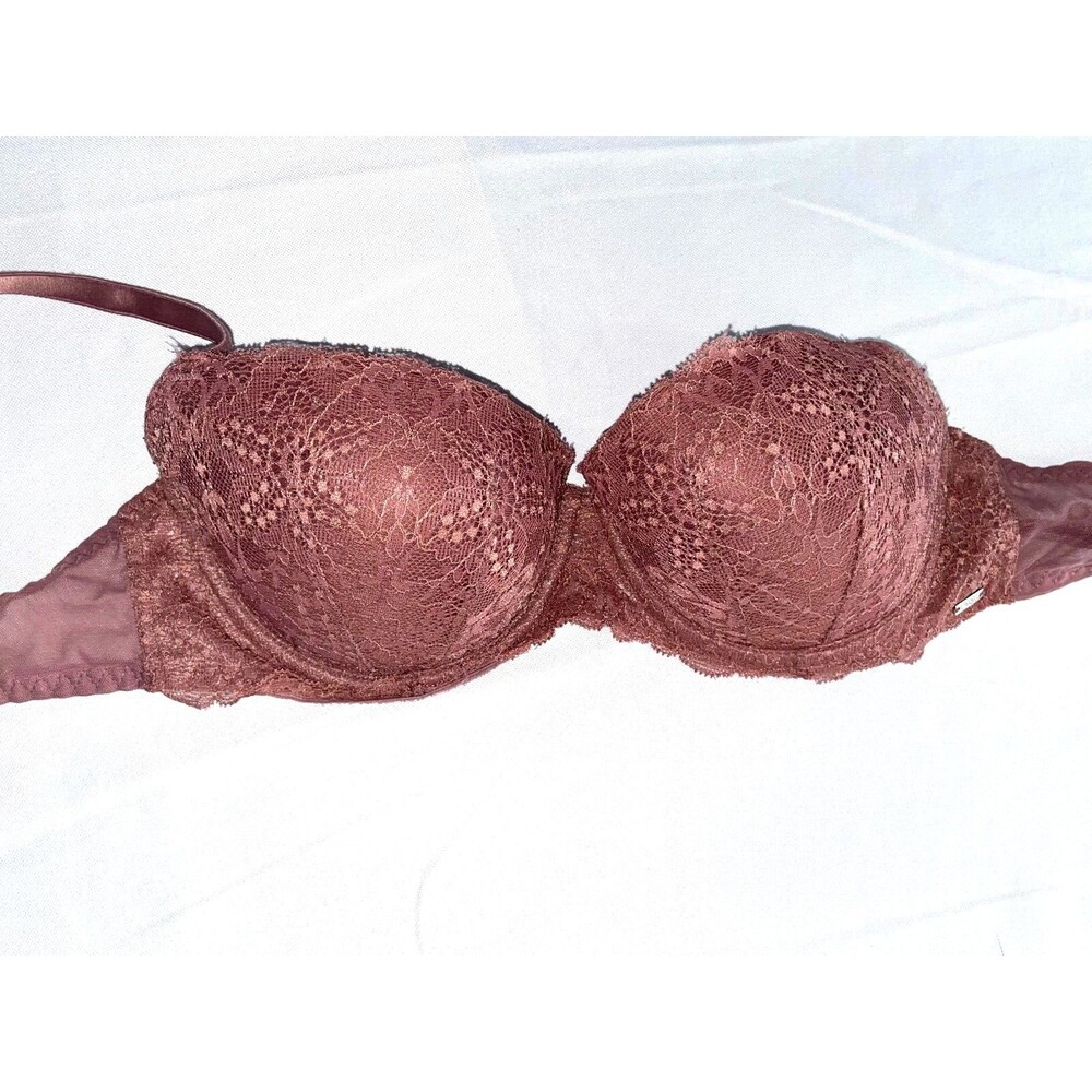 Victoria Secret PINK 34D push up Tshirt wear everywhere bra brown Lace